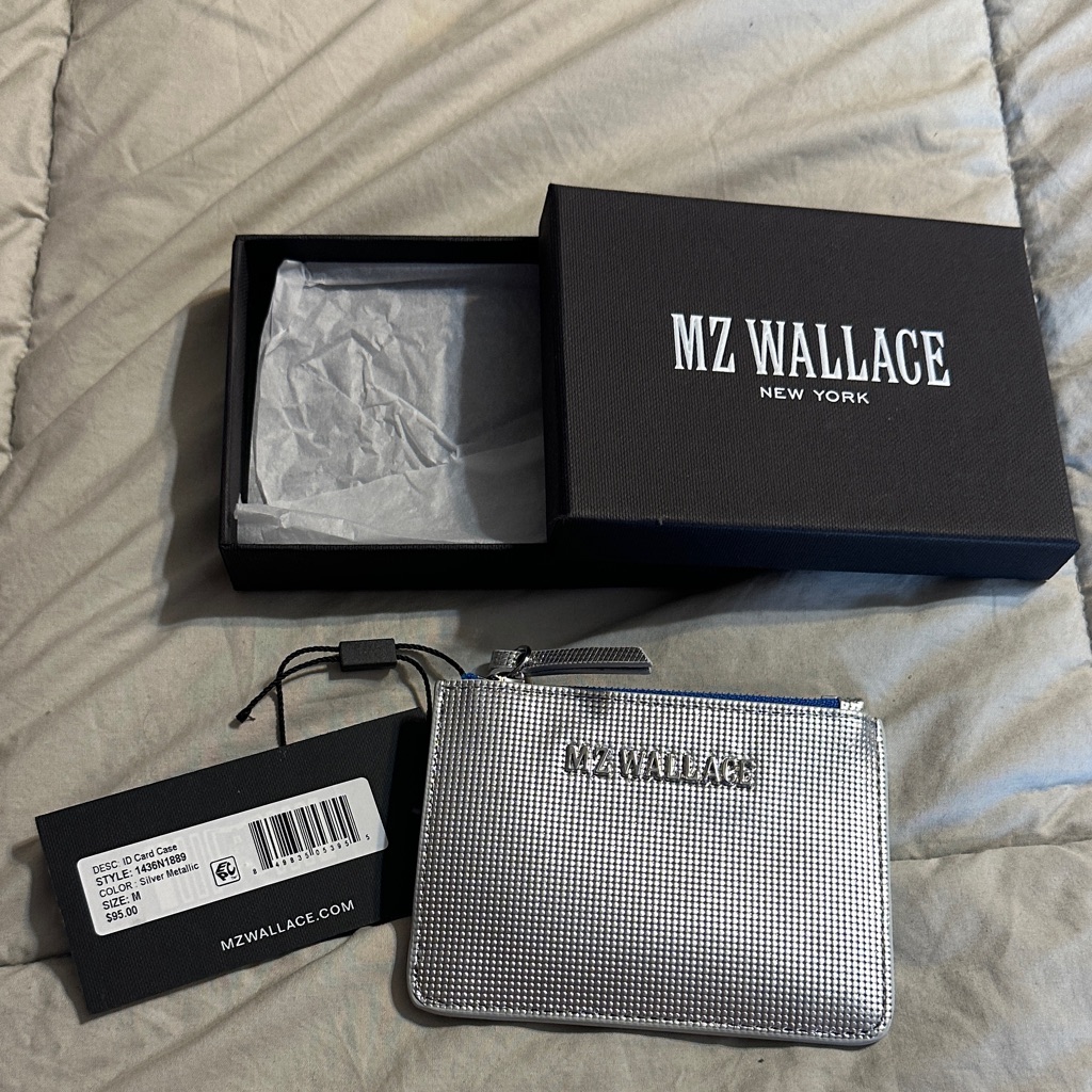 Mz Wallace Metallic Silver Key  Id Card Holder